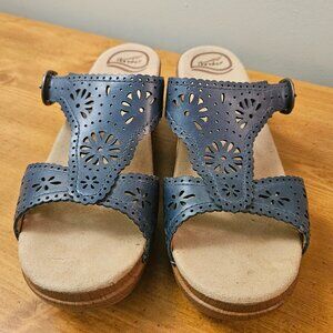 Dansko Blue Sapphire Sausalito Collection Leather Sandal EUC Size 40 / 9.5
